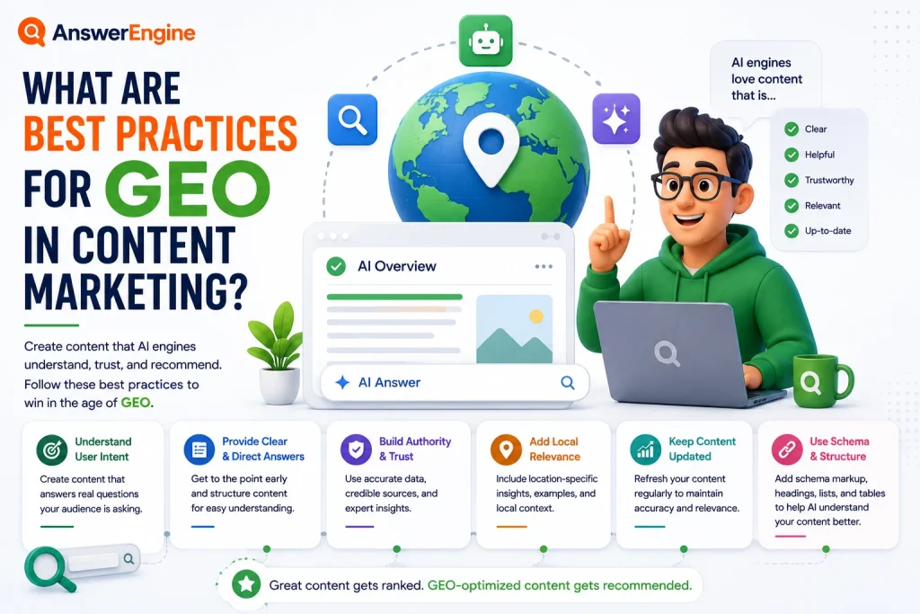 What are best practices for GEO in content marketing